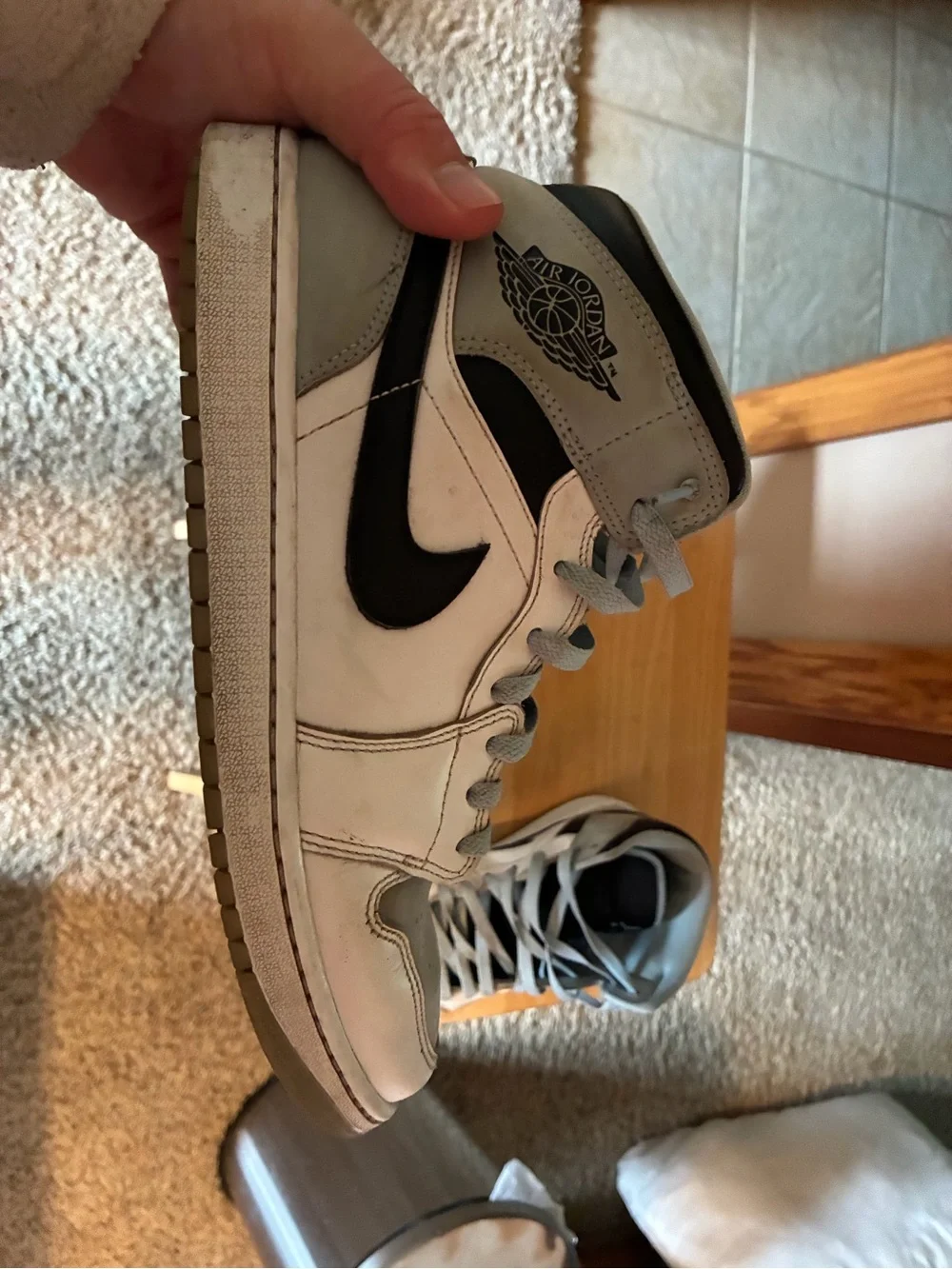 Nike Men’s High-Top Sneakers in White, Gray and Black